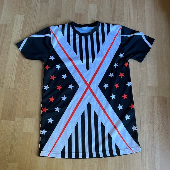 A Patterned Black, Red, and White T-Shirt - Picture 2 of 3